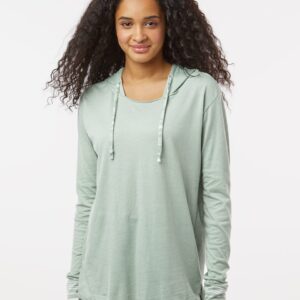 B16552134 Women Heathered Jersey Hooded Tunic T-Shirt, Graphite - Medium