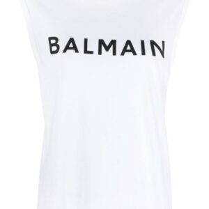 BALMAIN- Logo Organic Cotton Sleeveless Top