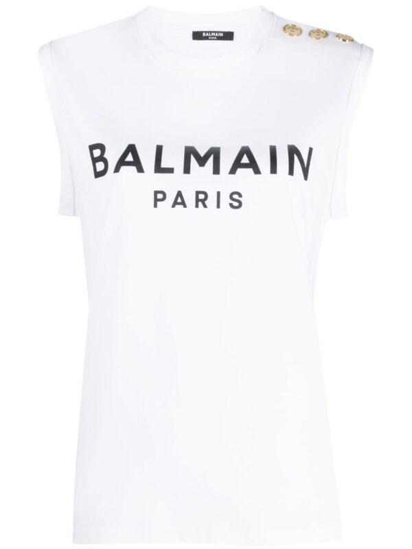 BALMAIN- Sleeveless Cotton Top