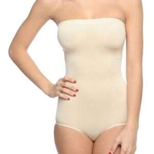 BODY BEAUTIFUL SHAPEWEAR Women's Strapless Shapewear Bodysuit - Beige - Size M/L