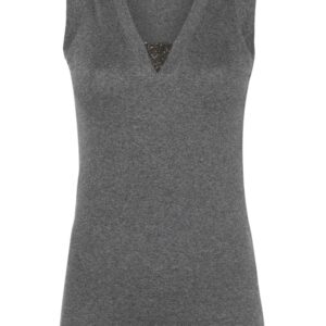 BRUNELLO CUCINELLI- Ribbed Cotton Sleeveless Top