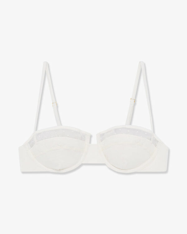 Balconette Swiss Dot Mesh Bra - Ivory M