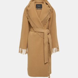 Balenciaga Fringed wool wrap coat