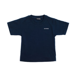 Balenciaga Kids Navy Blue Logo Printed T-Shirt