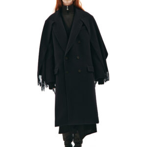 Balenciaga Navy blue wool coat with scarf