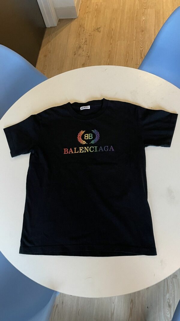 Balenciaga Rainbow Logo T-Shirt in Black, Men's (Size Small)