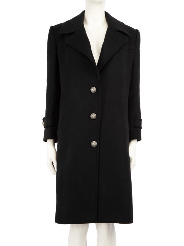 Balmain Black Wool Single-Breasted Coat