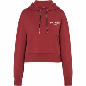 Balmain Cropped Logo Hoodie