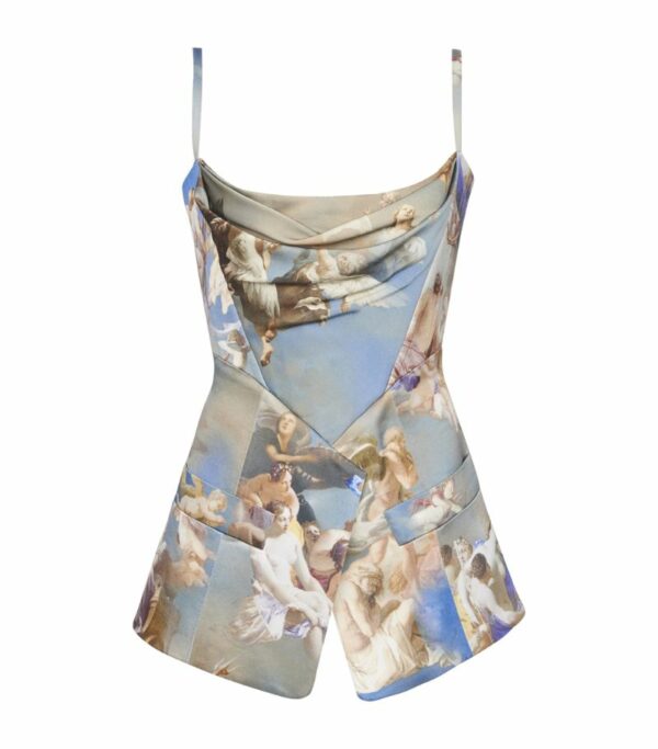 Balmain Satin Printed Corset Top