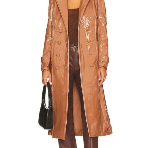 Bardot Hi-Shine Trench Coat in Brown. Size L, XL.