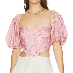 Bardot Kiah Corset Top in Pink. Size 2, 4, 6.