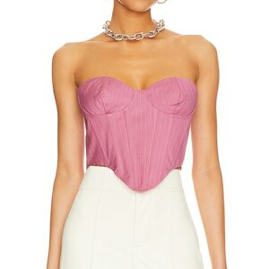 Bardot Pin Stripe Bustier Top in Pink. Size 2, 6.