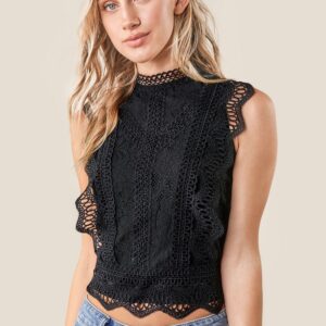 Be Mine Mixed Lace Crop Top