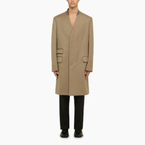 Beige double-breasted wool coat