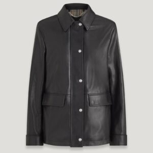 Belstaff Caspian Jacket Women's Satin Finish Leather Black Size UK 4