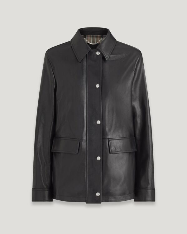 Belstaff Caspian Jacket Women's Satin Finish Leather Black Size UK 4