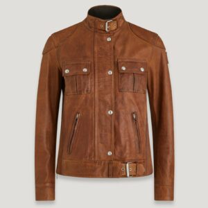 Belstaff Legacy Gangster Jacket Women's Hand Waxed Leather Cork Size UK 12