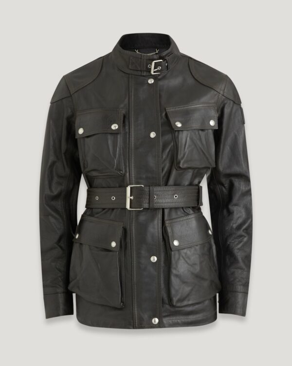 Belstaff Legacy Trialmaster Panther Jacket Women's Hand Waxed Leather Antique Black Size UK 12