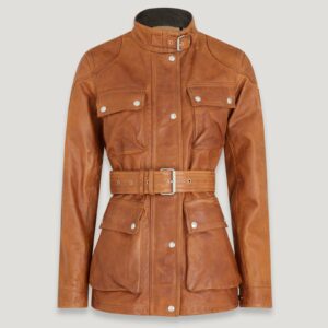 Belstaff Legacy Trialmaster Panther Jacket Women's Hand Waxed Leather Cork Size UK 8