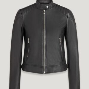 Belstaff Mollison Jacket Women's Nappa Leather Black Size UK 4