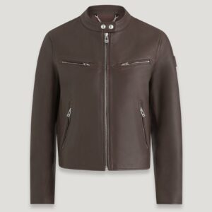 Belstaff Pine Jacket Women's Cheviot Leather Chestnut Size UK 4