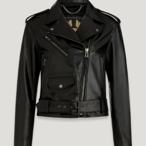 Belstaff Renegade Jacket Women's Satin Finish Leather Black Size UK 10