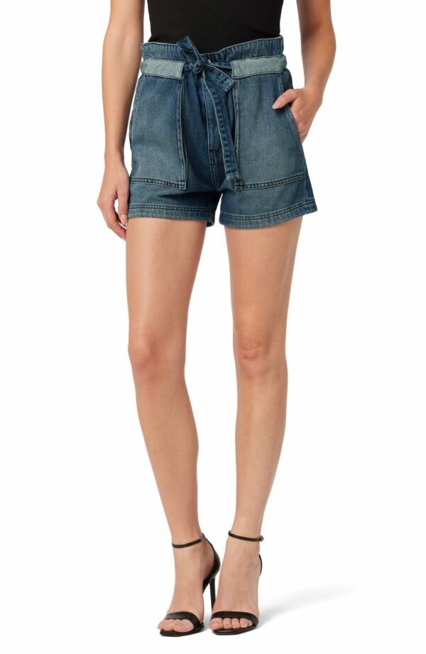 Belted Cinched Waist Shorts In Heatwave