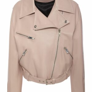 Belted Leather Biker Jacket