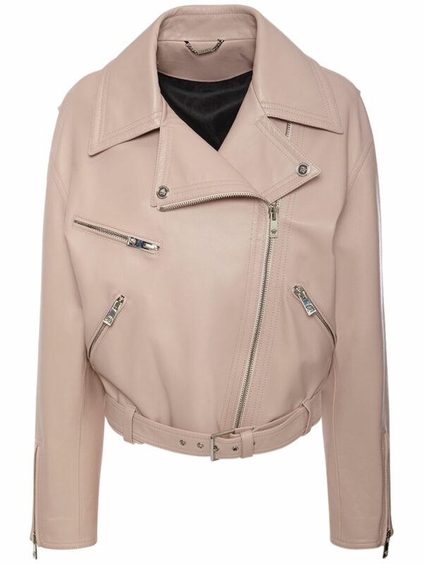 Belted Leather Biker Jacket