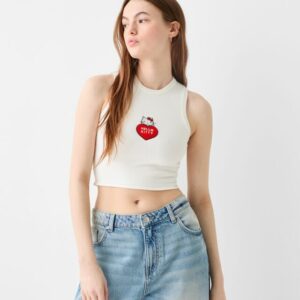 Bershka Hello Kitty Mania Sleeveless Top Women M Cream