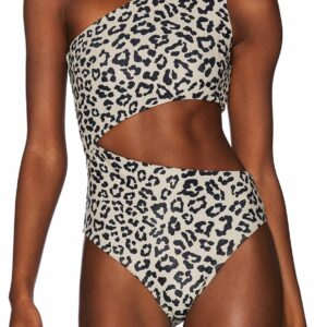 Beach Riot Women's Celine One Piece Swimsuit, Small, Taupe Core Leopard