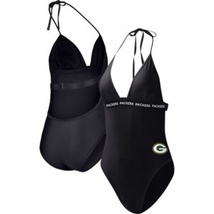 Women's G-III 4Her by Carl Banks Black Green Bay Packers Full Count One-Piece Swimsuit, Size: Small