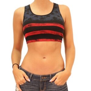 Black American Flag Print Bra Crop Top