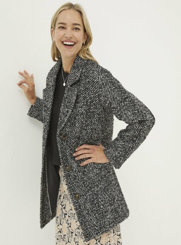 Black FATFACE Marin Wool Blend Coat