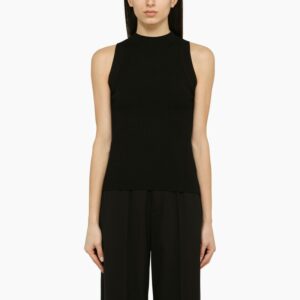 Black Kessie viscose ribbed tank top