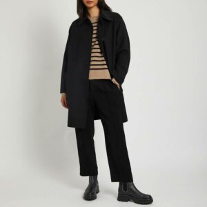 Black Patch Pocket Wool Blend Coat