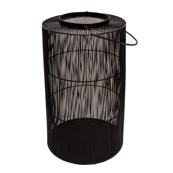 Black Round Body Shape Tall Lanter with Metal Wire Mesh Frame and Handle