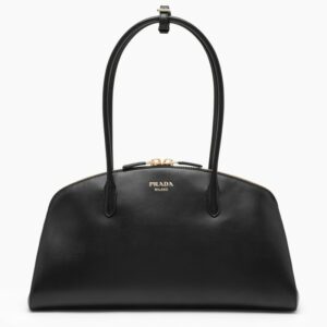 Black leather handbag