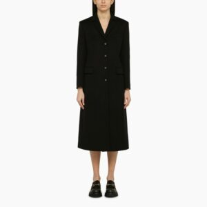 Black single-breasted wool coat