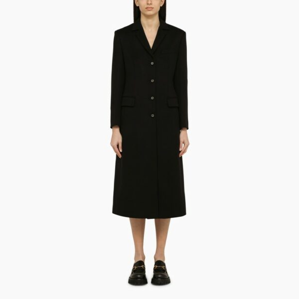 Black single-breasted wool coat