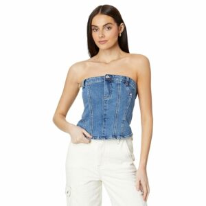 Blank NYC Own It Denim Bustier in Blue (Blue) Women's Clothing