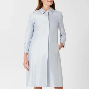 Blue Adela Silk Wool Blend Coat