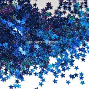 Blue Holo Fx Star Shape Glitter Super Cute Fun Loose For Nail Art Hair Face Body Tumblers Craft Supply Resin Freshie