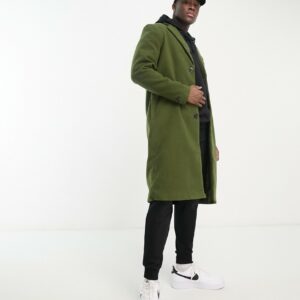 Bolongaro Trevor long wool duster coat in khaki-Green