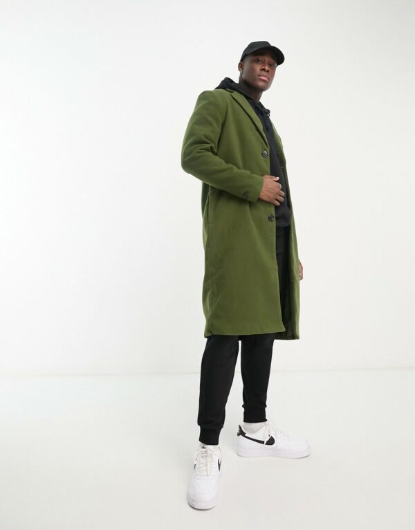 Bolongaro Trevor long wool duster coat in khaki-Green