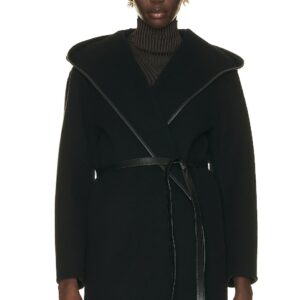 Bottega Veneta Double Wrap Wool Coat in Black - Black. Size 40 (also in ).