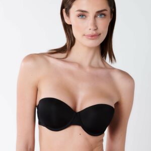 Boux Avenue Microfibre strapless push-up bra - Black - 38E