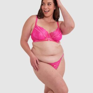 Bras N Things Vamp Showthang Full Cup Balconette Bra - Fuchsia Pink in Hyper Pink