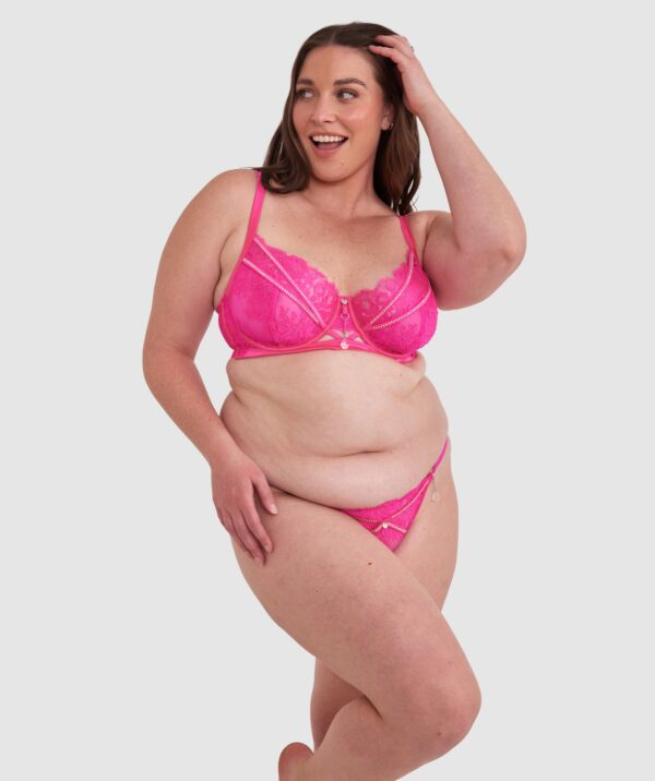 Bras N Things Vamp Showthang Full Cup Balconette Bra - Fuchsia Pink in Hyper Pink