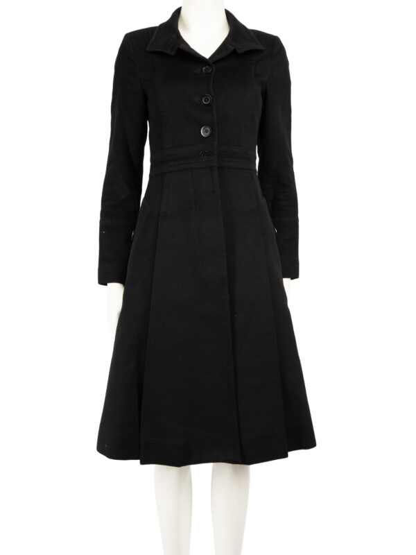 Burberry Black Wool Single Breasted Back Slit Coat